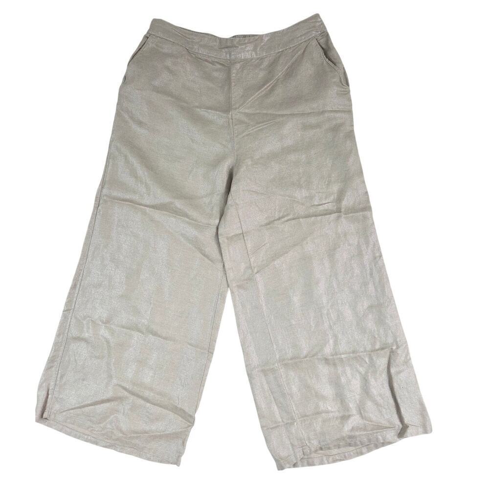 Jones New York Metallic Linen Wide Leg Pants — Elegant Evening Glam XL
